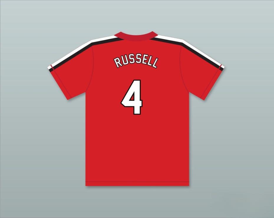 Custom Any Name Number BING RUSSELL 4   RED BASEBALL JERSEY THE BATTERED BASTARDS OF BASEBALL Top Stitched S-6XL