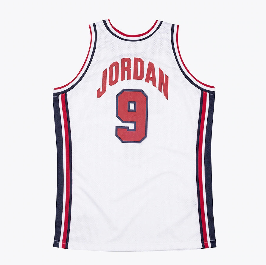 Michael Jordan #9 White Navy Blue USA Basketball 1992 Player Basketball Jersey