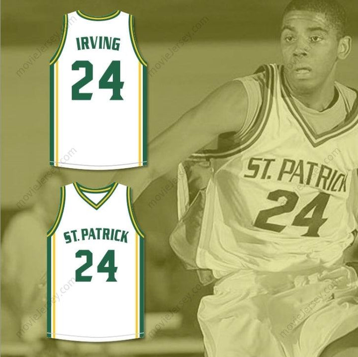 CUSTOM ANY Name Number KYRIE IRVING 24 HIGH SCHOOL WHITE BASKETBALL JERSEY Top Stitched S-6XL