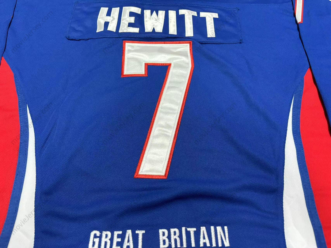 Custom Any Name Number JASON HEWITT 7 GREAT BRITAIN NATIONAL TEAM BLUE HOCKEY JERSEY Top Stitched S-6XL