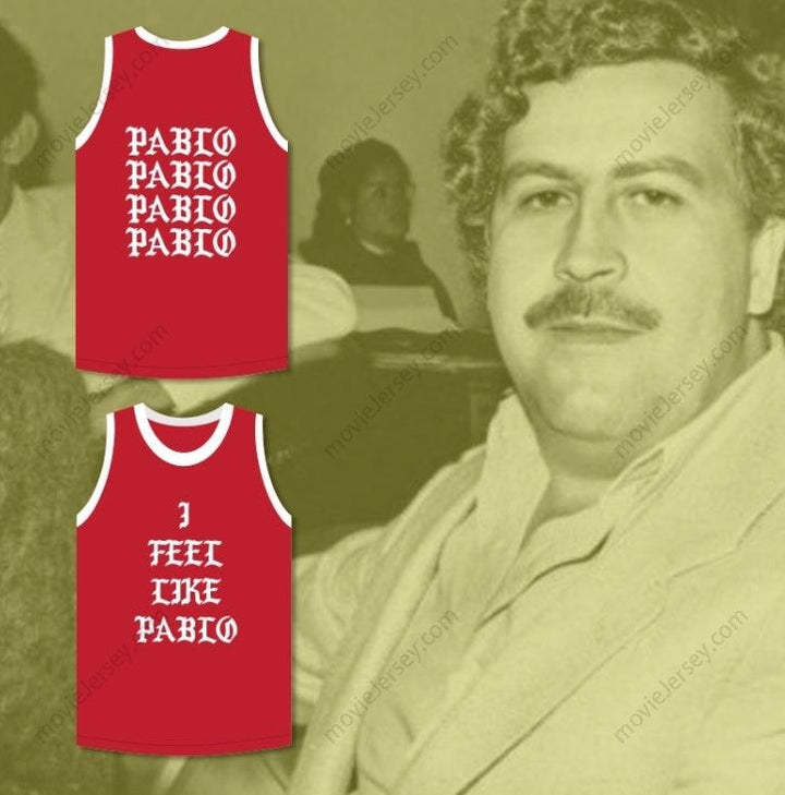 CUSTOM ANY Name Number PABLO ESCOBAR I FEEL LIKE PABLO RED BASKETBALL JERSEY Top Stitched S-6XL