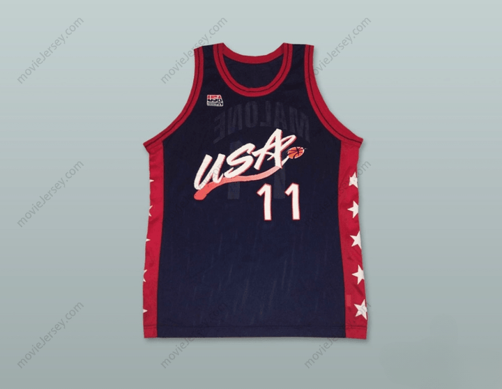 CUSTOM ANY Name Number 1996 KARL MALONE 11 USA TEAM AWAY BASKETBALL JERSEY Top Stitched S-6XL