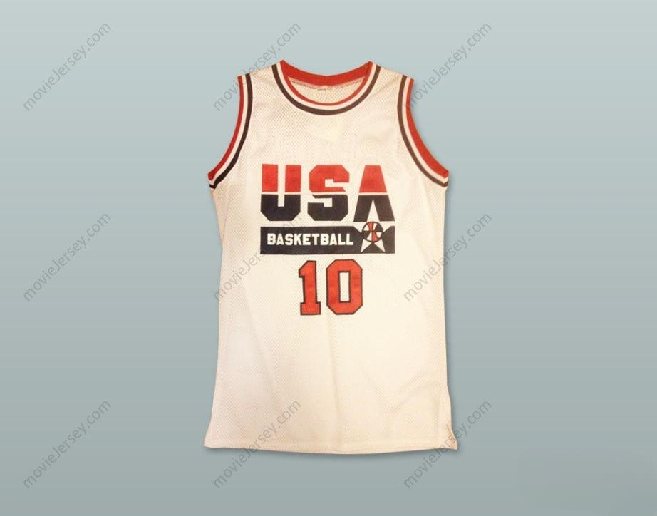 CUSTOM ANY Name Number CLYDE DREXLER 10 USA HOME BASKETBALL JERSEY Top Stitched S-6XL