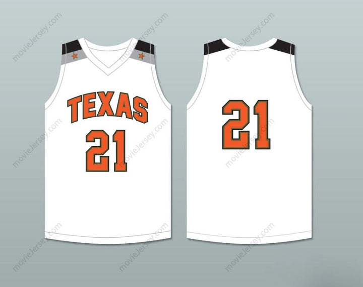 CUSTOM ANY Name Number PLAYER 21 TEXAS D1 AMBASSADORS  WHITE BASKETBALL JERSEY 1 Top Stitched S-6XL