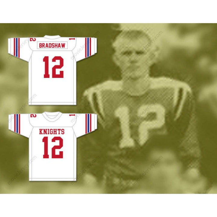CUSTOM TERRY BRADSHAW 12 HIGH SCHOOL KNIGHTS WHITE FOOTBALL JERSEY All S-6XL