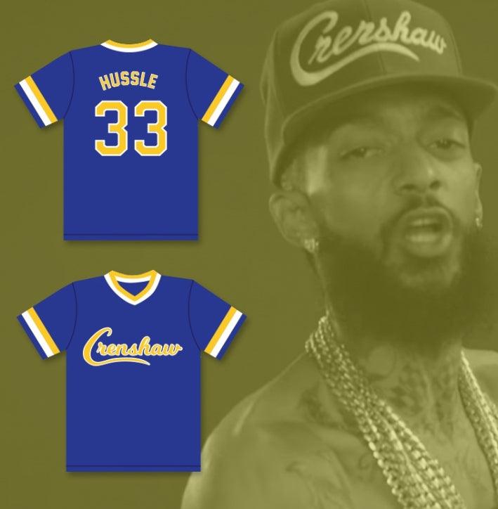 Custom Any Name Number NIPSEY HUSSLE 33 CRENSHAW HIGH SCHOOL BLUE BASEBALL JERSEY Top Stitched S-6XL