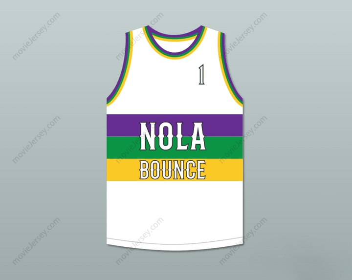 CUSTOM ANY Name Number MC T. TUCKER 1 NOLA BOUNCE WHITE BASKETBALL JERSEY Top Stitched S-6XL