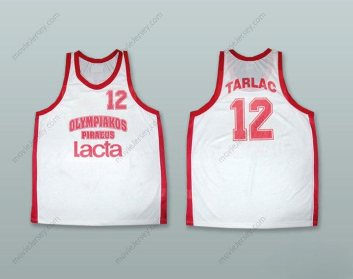 CUSTOM ANY Name Number DRAGAN TARLAC 12 OLYMPIACOS PIRAEUS BC WHITE BASKETBALL JERSEY Top Stitched S-6XL