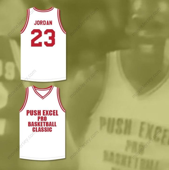 CUSTOM ANY Name Number MICHAEL  23 PUSH EXCEL PRO BASKETBALL CLASSIC WHITE BASKETBALL JERSEY 1988 CHARITY EVENT Top Stitched S-6XL