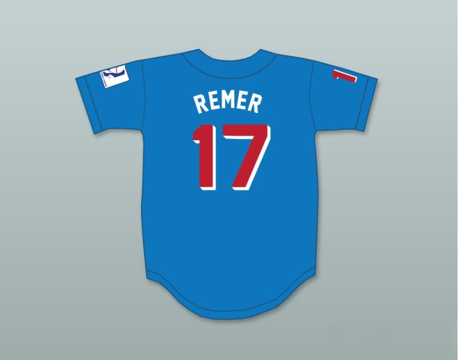 Custom Any Name Number DOUG REMER 17  BEERS BASEKETBALL BLUE BASEBALL JERSEY Top Stitched S-6XL