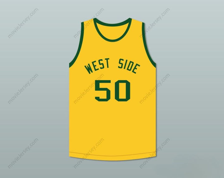 CUSTOM ANY Name Number SHAWN KEMP 50 WEST SIDE ELEMENTARY SCHOOL YELLOW BASKETBALL JERSEY Top Stitched S-6XL