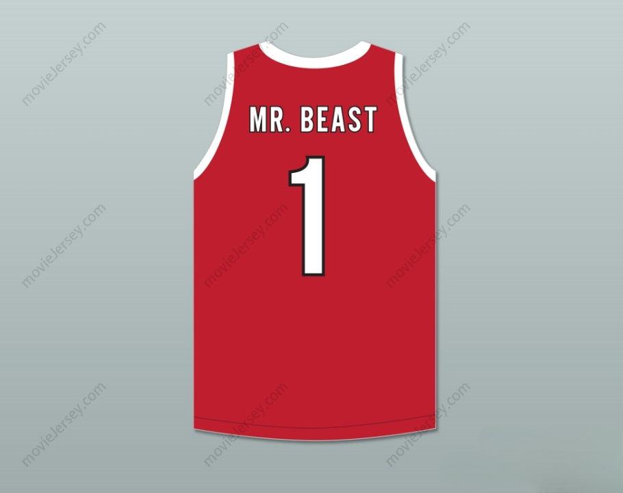 CUSTOM ANY Name Number MR. BEAST 1 ACE FAMILY CHARITY RED BASKETBALL JERSEY Top Stitched S-6XL