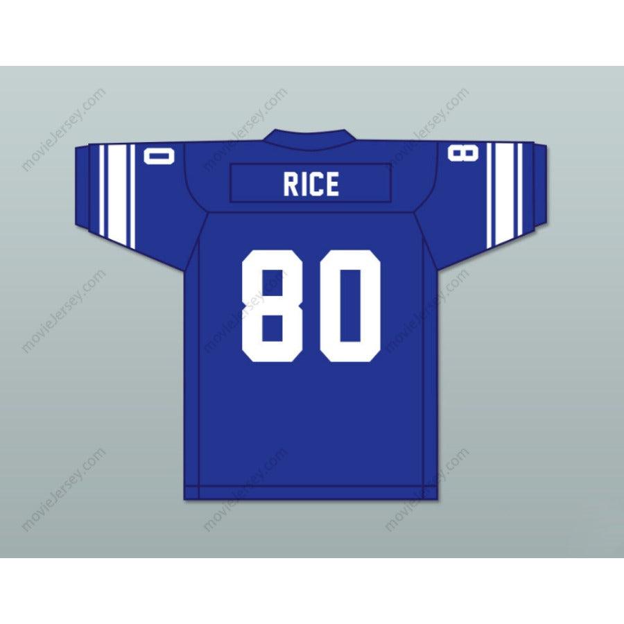 CUSTOM ANY Name Number JERRY RICE 80 MOOR HIGH SCHOOL BLUE FOOTBALL JERSEY Top Stitched S-6XL