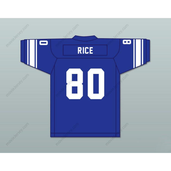 CUSTOM ANY Name Number JERRY RICE 80 MOOR HIGH SCHOOL BLUE FOOTBALL JERSEY Top Stitched S-6XL