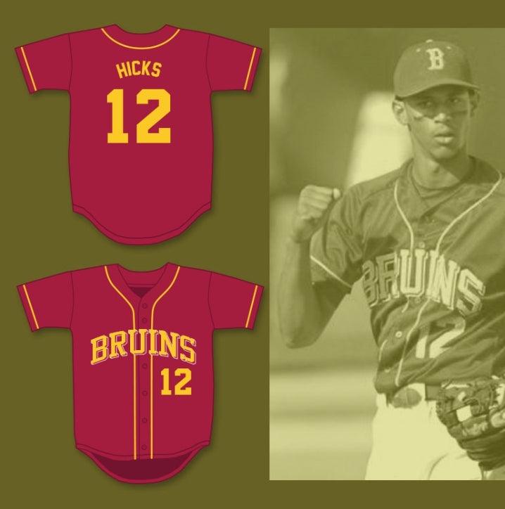 Custom Any Name Number AARON HICKS 12 WOODROW WILSON CLASSICAL HIGH SCHOOL BRUINS CARDINAL RED BASEBALL JERSEY 2 Top Stitched S-6XL