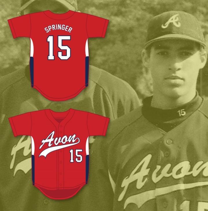 Custom Any Name Number GEORGE SPRINGER 15   OLD FARMS SCHOOL WINGED BEAVERS RED BASEBALL JERSEY 2 Top Stitched S-6XL