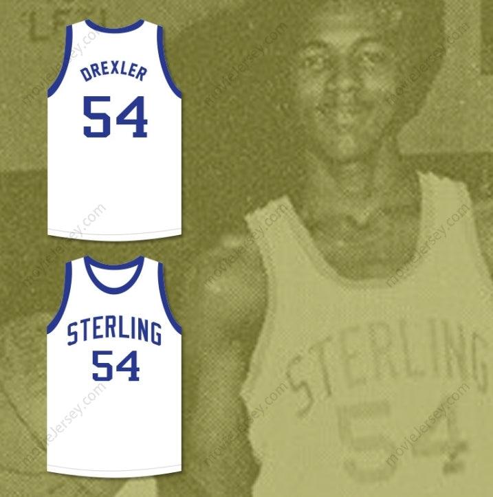CUSTOM ANY Name Number CLYDE DREXLER 54 STERLING HIGH SCHOOL RAIDERS WHITE BASKETBALL JERSEY 2 Top Stitched S-6XL