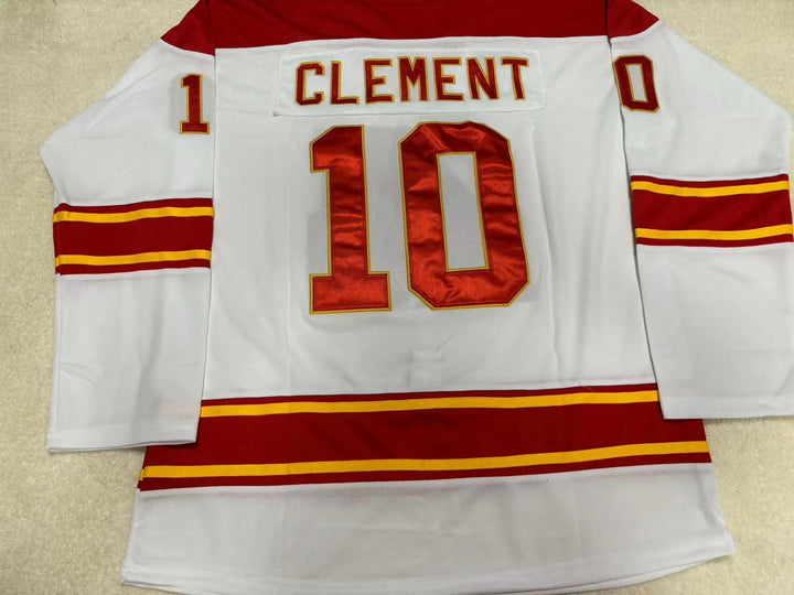 Custom Any Name Number BILL CLEMENT 10 ATLANTA FLAMES WHITE HOCKEY JERSEY Stitched Top Stitched S-6XL