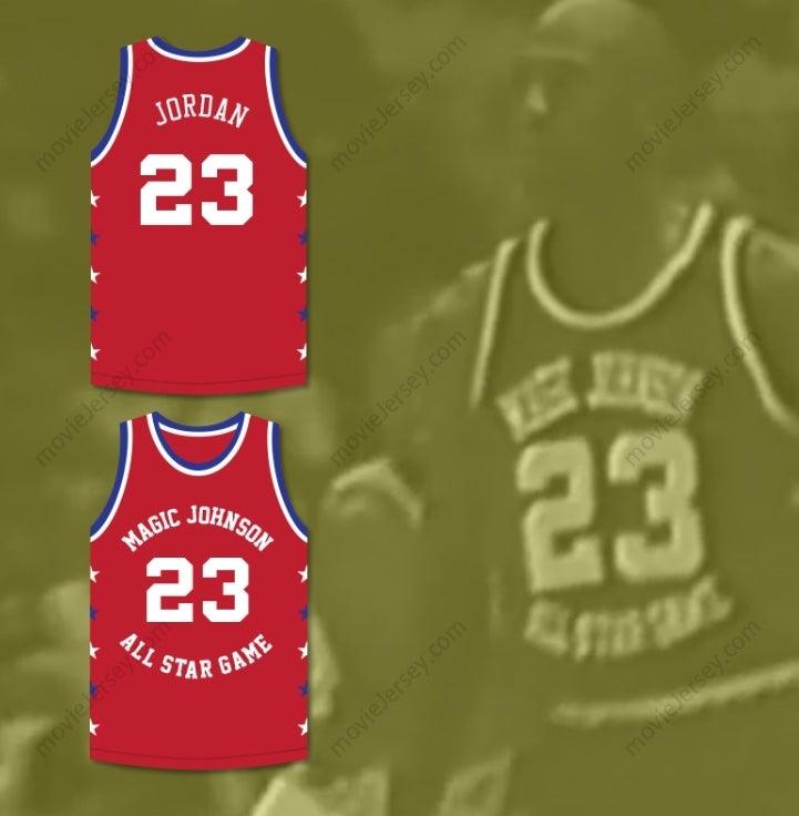 CUSTOM ANY Name Number MICHAEL  23 MAGIC JOHNSON ALL STAR GAME RED BASKETBALL JERSEY 1990 MIDSUMMER NIGHT'S MAGIC CHARITY EVENT Top Stitched S-6XL