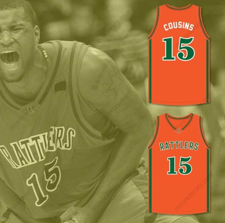 CUSTOM ANY Name Number DEMARCUS COUSINS 15 LEFLORE HIGH SCHOOL RATTLERS ORANGE BASKETBALL JERSEY Top Stitched S-6XL