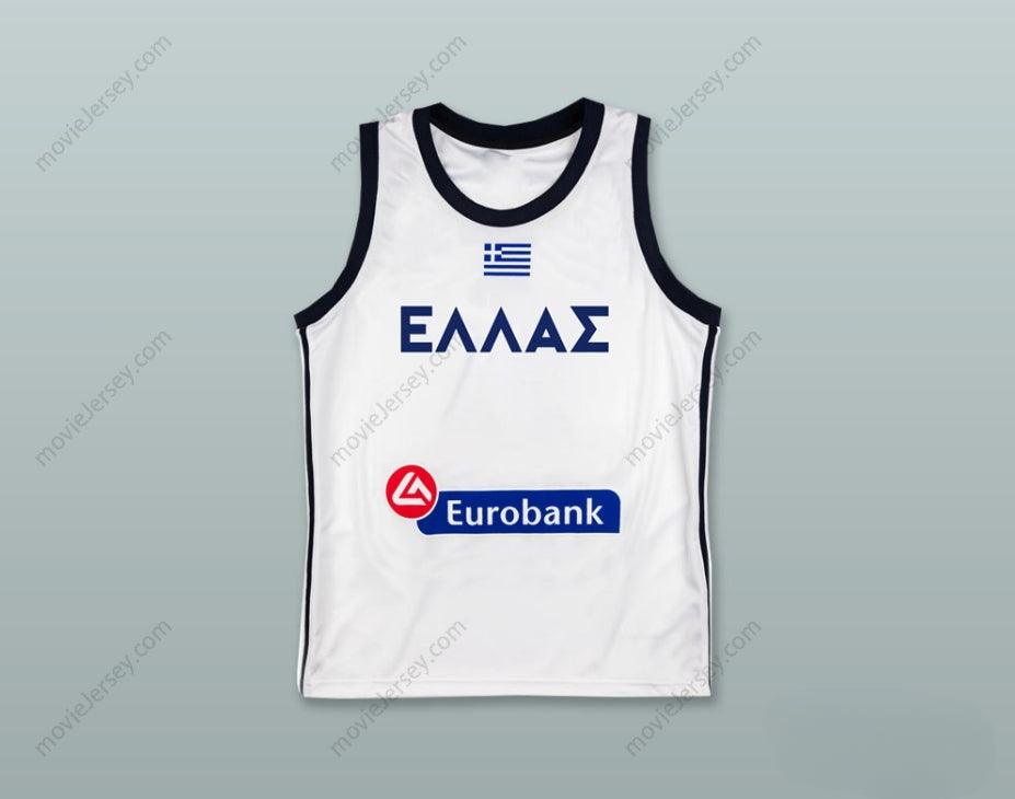 CUSTOM ANY Name Number GREECE NATIONAL TEAM WHITE BASKETBALL JERSEY Top Stitched S-6XL