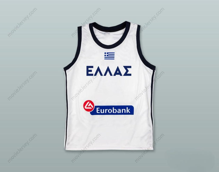 CUSTOM ANY Name Number GREECE NATIONAL TEAM WHITE BASKETBALL JERSEY Top Stitched S-6XL