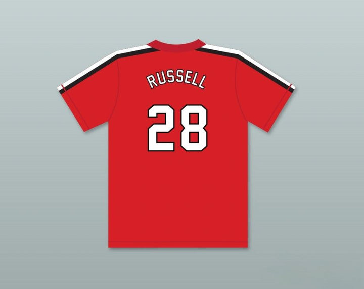 Custom Any Name Number KURT RUSSELL 28   RED BASEBALL JERSEY THE BATTERED BASTARDS OF BASEBALL Top Stitched S-6XL