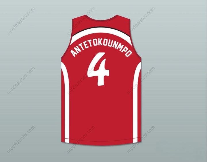 CUSTOM ANY Name Number GIANNIS ANTETOKOUNMPO 4 FILATHLITIKOS B.C. RED BASKETBALL JERSEY 2 Top Stitched S-6XL