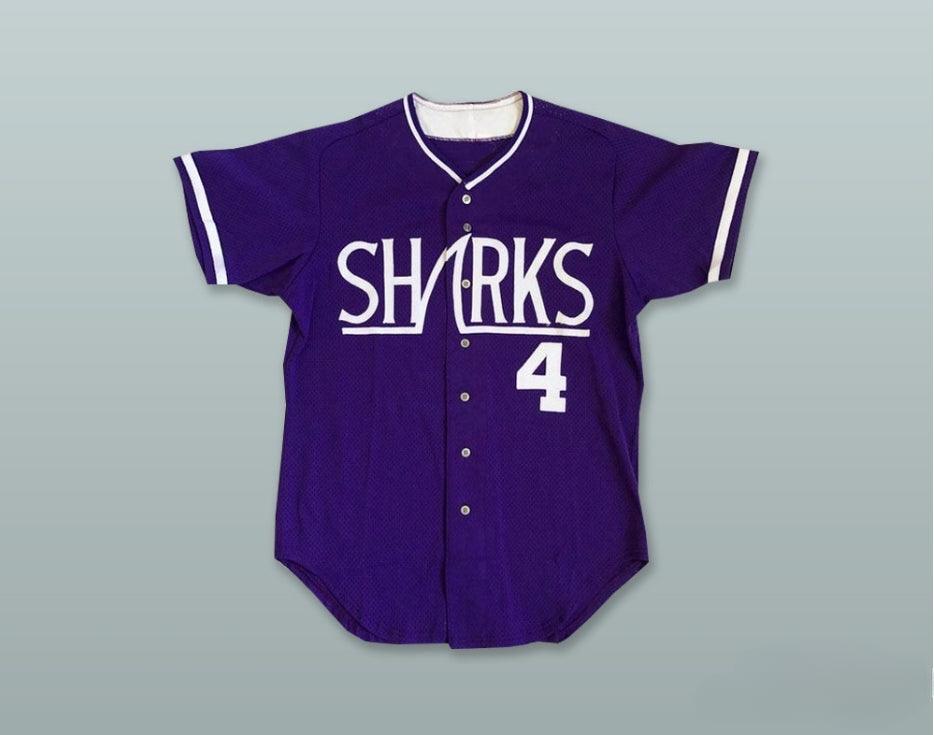 Custom Any Name Number SHARKS 4 PURPLE BUTTON DOWN BASEBALL JERSEY Top Stitched S-6XL
