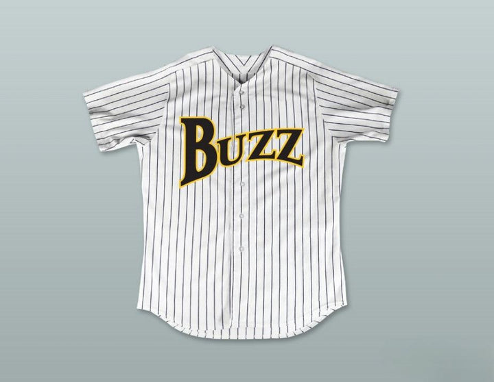 Custom Any Name Number PEDRO CERRANO 13 BUZZ WHITE PINSTRIPED BASEBALL JERSEY MAJOR LEAGUE: BACK TO THE MINORS Top Stitched S-6XL