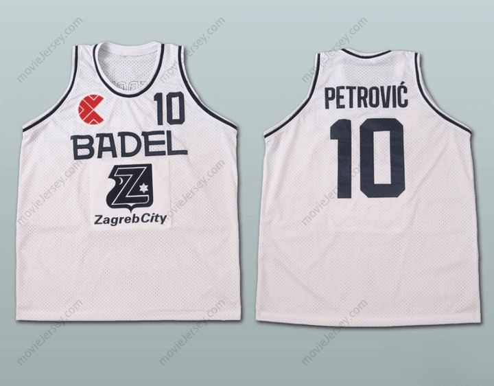CUSTOM ANY Name Number DRAZEN PETROVIC KK CIBONA WHITE BASKETBALL JERSEY Top Stitched S-6XL