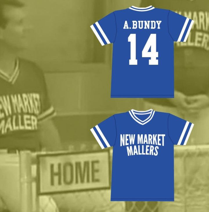 Custom Any Name Number AL BUNDY 14 NEW MARKET MALLERS BASEBALL JERSEY STITCH SEWN NEW Top Stitched S-6XL