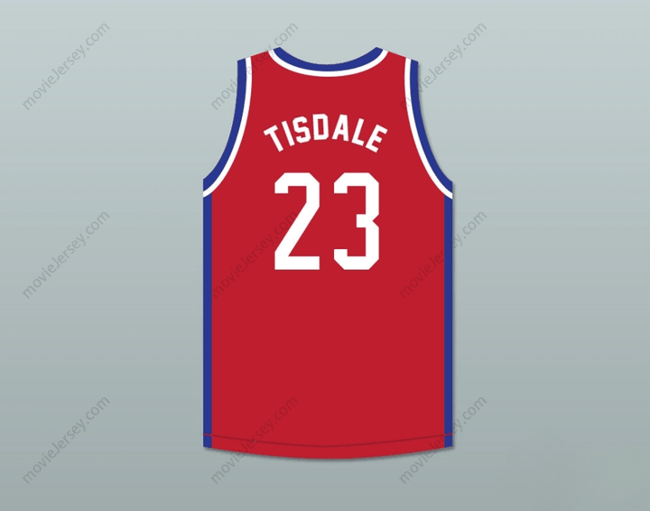 CUSTOM ANY Name Number WAYMAN TISDALE 23 LARRY'S GAME RED BASKETBALL JERSEY 1988 CHARITY EVENT Top Stitched S-6XL
