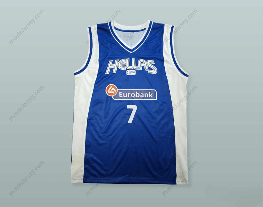 CUSTOM ANY Name Number VASSILIS SPANOULIS 7 GREECE BLUE BASKETBALL JERSEY Top Stitched S-6XL