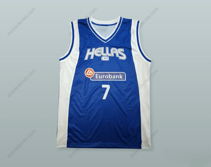 CUSTOM ANY Name Number VASSILIS SPANOULIS 7 GREECE BLUE BASKETBALL JERSEY Top Stitched S-6XL
