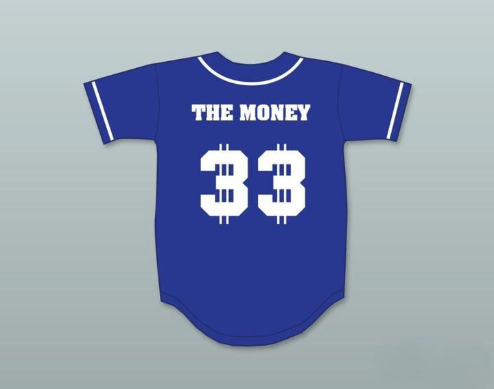 Custom Any Name Number S MCMAHON THE MONEY 33 BLUE BUTTON DOWN BASEBALL JERSEY Top Stitched S-6XL