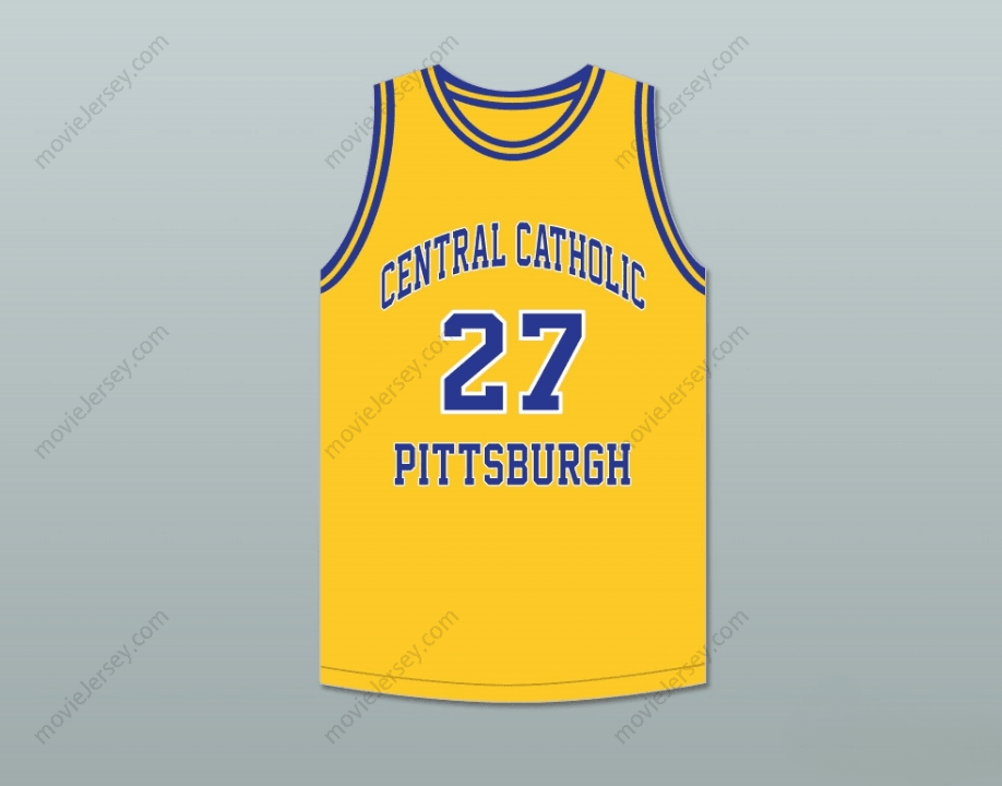 CUSTOM ANY Name Number JACK TWYMAN 27 CENTRAL CATHOLIC HIGH SCHOOL PITTSBURGH VIKINGS YELLOW GOLD BASKETBALL JERSEY Top Stitched S-6XL