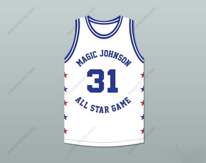 CUSTOM ANY Name Number KURT RAMBIS 31 MAGIC JOHNSON ALL STAR GAME WHITE BASKETBALL JERSEY 1986 MIDSUMMER NIGHT'S MAGIC CHARITY EVENT Top Stitched S-6XL