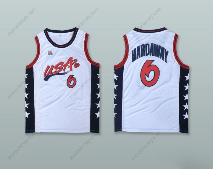 CUSTOM ANY Name Number 1996 PENNY HARDAWAY 6 USA TEAM HOME BASKETBALL JERSEY Top Stitched S-6XL