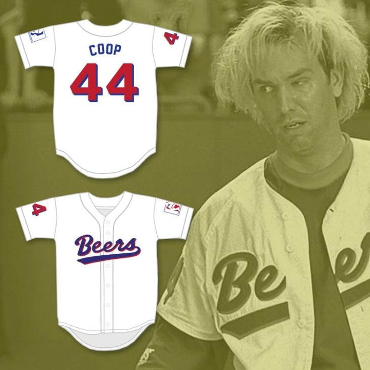 Custom Any Name Number JOE 'COOP' COOPER 44  BEERS BASEKETBALL WHITE BASEBALL JERSEY Top Stitched S-6XL