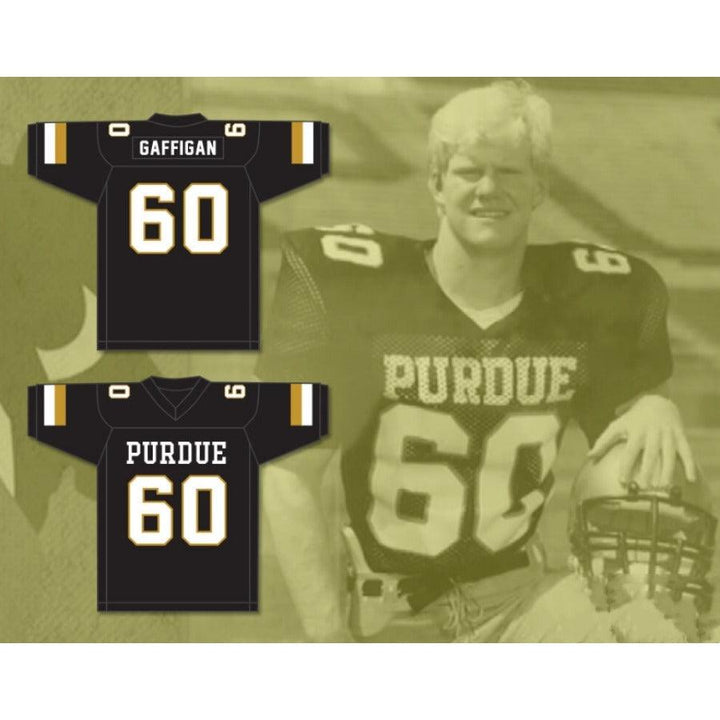 CUSTOM ANY Name Number JIM GAFFIGAN 60 PURDUE BLACK Football Jersey Top Stitched S-6XL