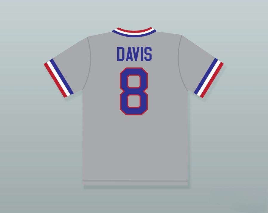Custom Any Name Number CRASH DAVIS 8 BULL  GRAY BASEBALL JERSEY Top Stitched S-6XL