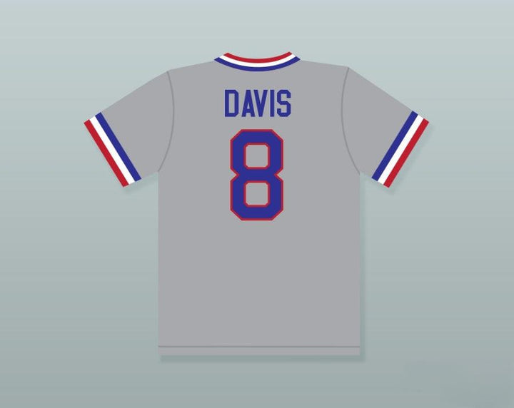 Custom Any Name Number CRASH DAVIS 8 BULL  GRAY BASEBALL JERSEY Top Stitched S-6XL