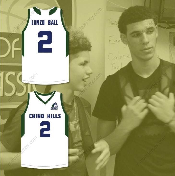CUSTOM ANY Name Number LONZO BALL 2 CHINO HILLS HUSKIES WHITE BASKETBALL JERSEY WITH PATCH 2 Top Stitched S-6XL