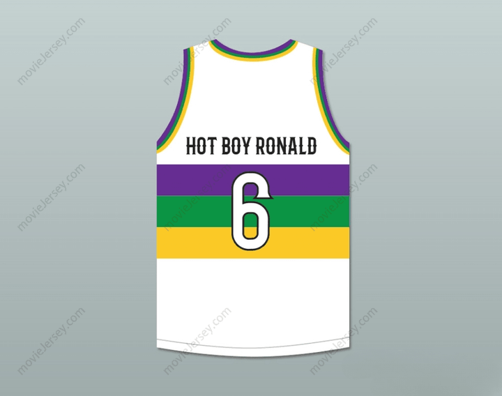 CUSTOM ANY Name Number HOT BOY RONALD 6 NOLA BOUNCE WHITE BASKETBALL JERSEY Top Stitched S-6XL