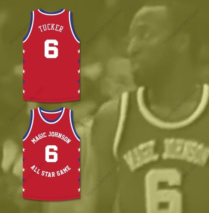 CUSTOM ANY Name Number TRENT TUCKER 6 MAGIC JOHNSON ALL STAR GAME RED BASKETBALL JERSEY 1990 MIDSUMMER NIGHT'S MAGIC CHARITY EVENT Top Stitched S-6XL