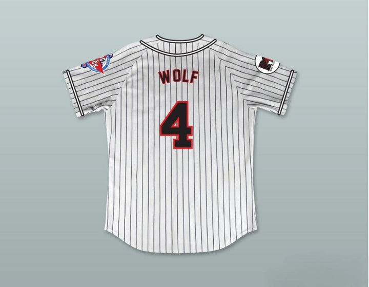 Custom Any Name Number SCOTT WOLF 4 HOMEBOYS PINSTRIPED BASEBALL JERSEY 6TH ANNUAL ROCK N' JOCK SOFTBALL CHALLENGE 1995 Top Stitched S-6XL