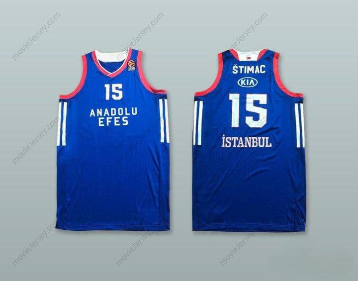 CUSTOM ANY Name Number VLADIMIR STIMAC 15 ANADOLU EFES SK ISTANBUL TURKEY BLUE BASKETBALL JERSEY Top Stitched S-6XL