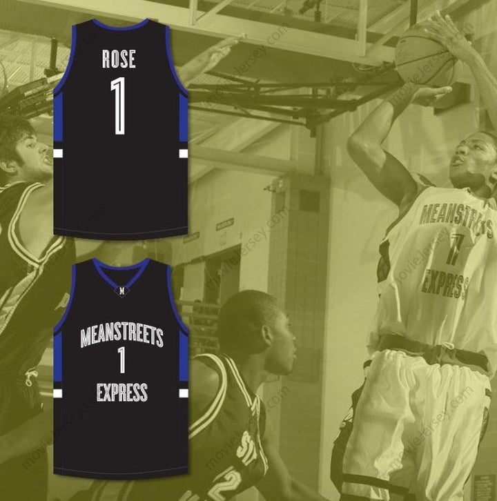 CUSTOM ANY Name Number DERRICK ROSE 1 MEAN STREETS EXPRESS BLACK BASKETBALL JERSEY Top Stitched S-6XL