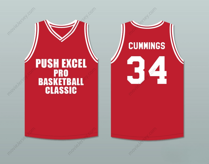 CUSTOM ANY Name Number TERRY CUMMINGS 34 PUSH EXCEL PRO BASKETBALL CLASSIC RED BASKETBALL JERSEY 1988 CHARITY EVENT Top Stitched S-6XL
